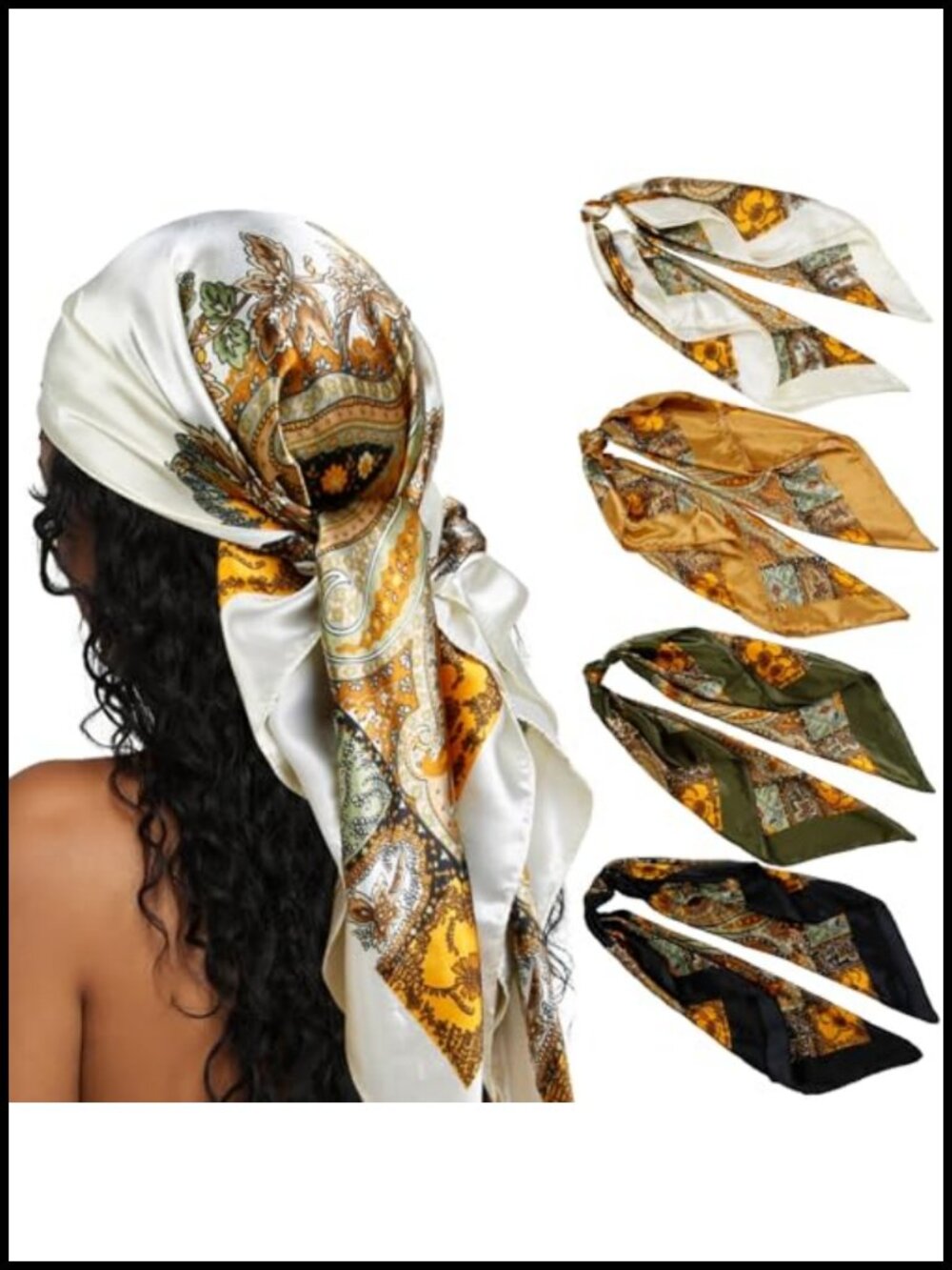 Silk Blend Square Scarf Set 35x35 Hair Head Scarves Bandanas